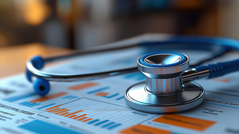Finanzanalysebericht zur Gesundheitsbranche mit Stethoskop auf Unterlagen | Foto: ©Vadym Studio – stock.adobe.com