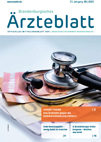 Das Cover des Brandenburger Ärzteblatt Mai 2023 | Foto: ©Landesärztekammer Brandenburg