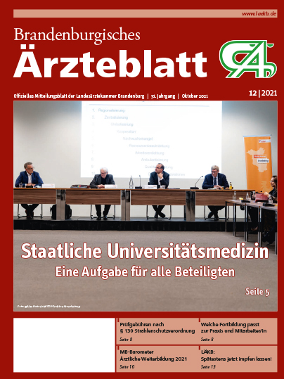 Brandenburger Ärzteblatt Cover Dezember 2021 | Foto: ©Landesärztekammer Brandenburg