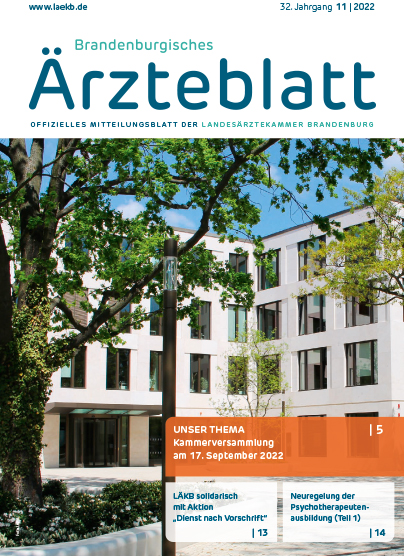 Brandenburger Ärzteblatt Cover November 2022 | Foto: ©Landesärztekammer Brandenburg