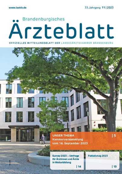 Brandenburger Ärzteblatt Cover November 2023 | Foto: ©Landesärztekammer Brandenburg