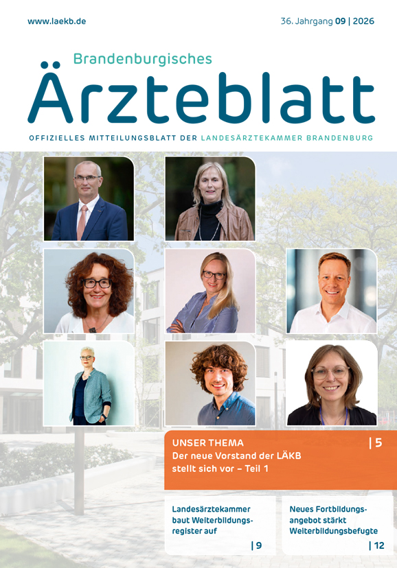 Brandenburger Ärzteblatt Cover September 2026 | Foto: ©Landesärztekammer Brandenburg